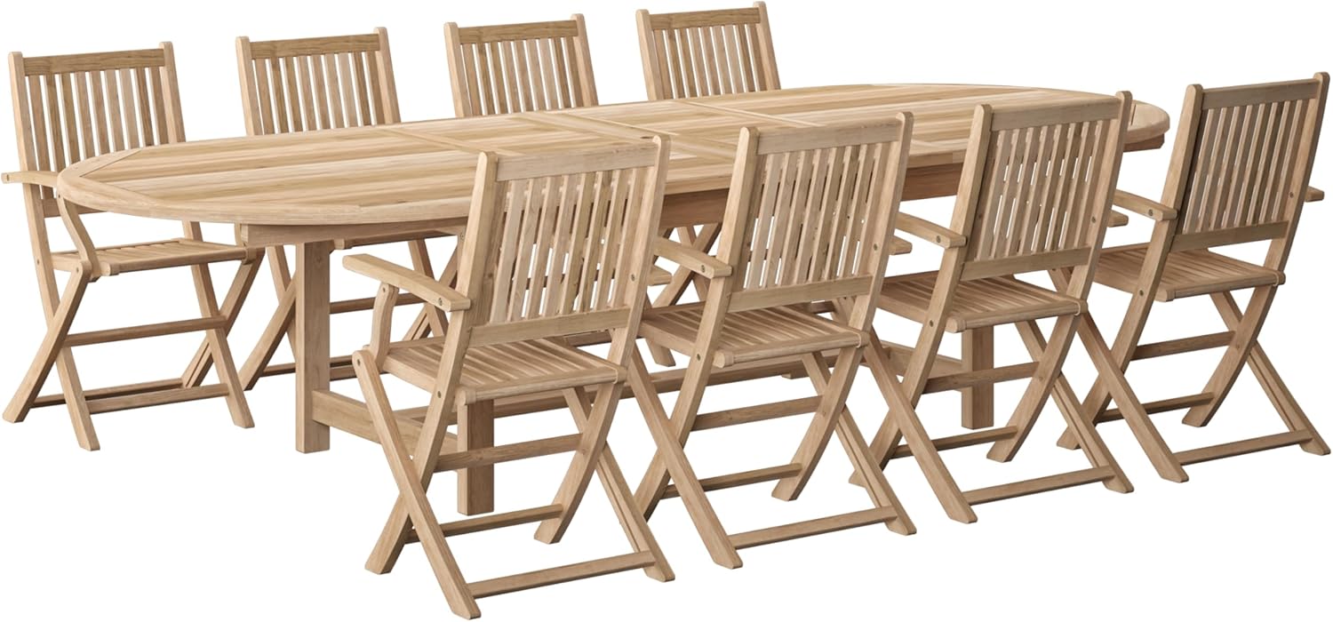 Amazonia Extendable Oval Hamburg Patio Dining Set, 7 Piece, Brown