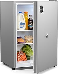 Upstreman 71L Fridge Without Freezer Compartment, 1-10°C 7-Step Temperature Control, LED Lighting, 40dB Quiet, Energy-Saving Full-Size Refrigerator for Bedroom, Office, Kitchen, CR71-Silver