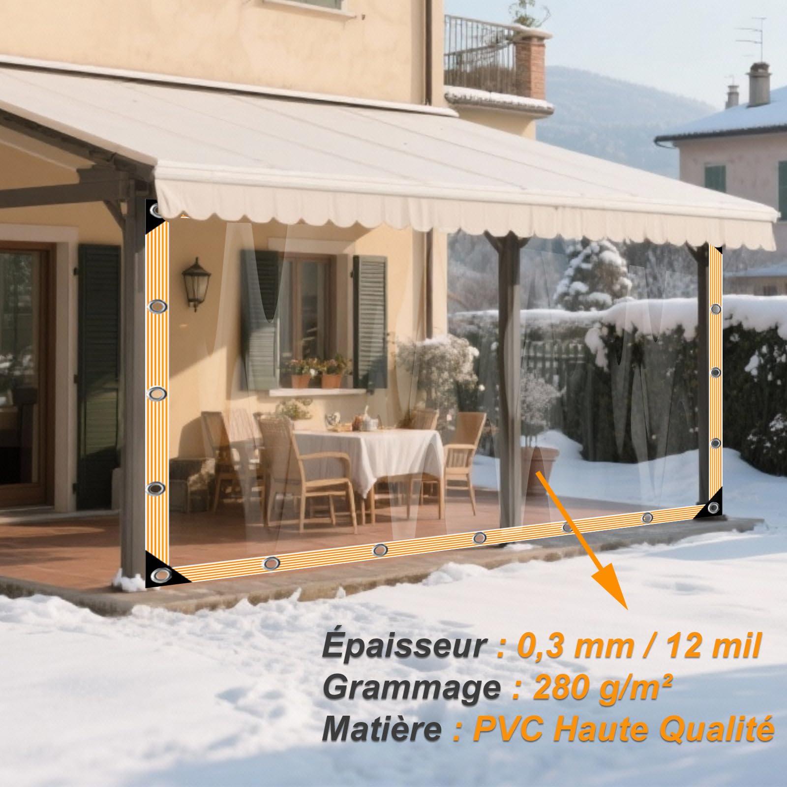 BeGrit 2x5m Bâche Transparente avec Oeillets Bâche Imperméable avec Corde Bache de Protection Plastique Bâches de Balcon Jardin Exterieur pour Serre Terrasse Plantes Meubles Pergola Extérieur