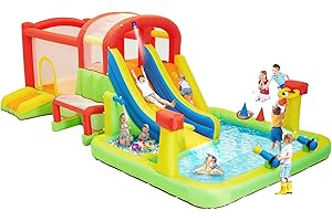 Bouncy Castle Kids Inflatable Water Slide with Blower, Climbing Wall