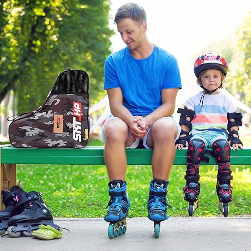 Miniatura 6 de Bolsa de patinaje con correa ajustable para el hombro para niños y adultos para sostener patines en línea y rodilleras