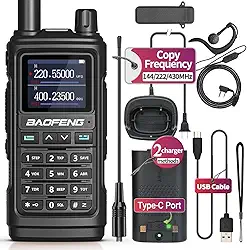 BAOFENG Uv-5R Atualização Rádio Amador Rádio Bidirecional de Longo Alcance Uv-17R Walkie Talkies para Adultos Carregador Uv5Rusb 999 Canais Vox com Fone de Ouvido, Bateria de Íon-Lítio Lanterna