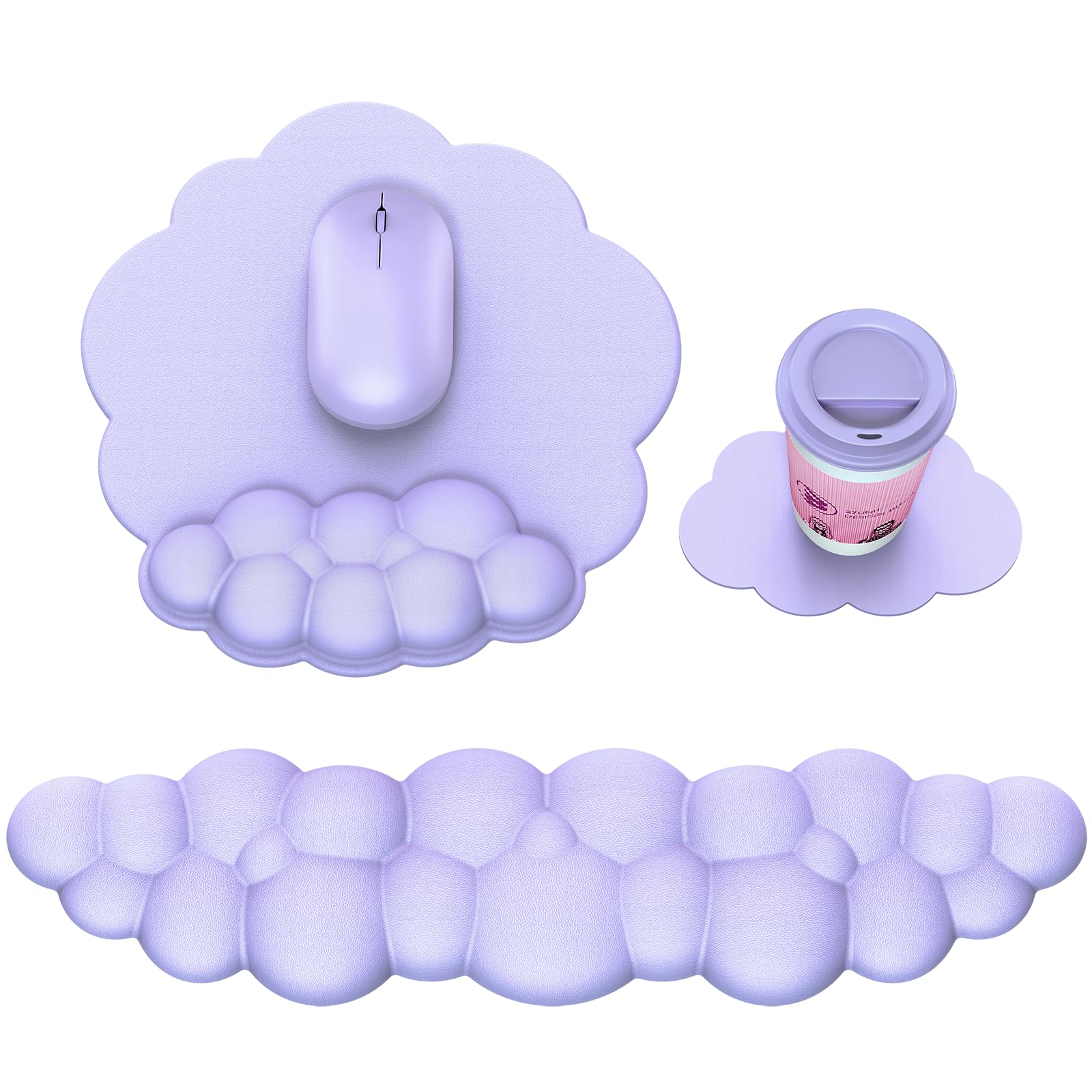 MOKURU Cloud Mouse Pad with Wrist Rest, Cloud Keyboard Wrist Rest, Mouse Pad Wrist Support, Ergonomic Keyboard Mouse Wrist Support (Purple)