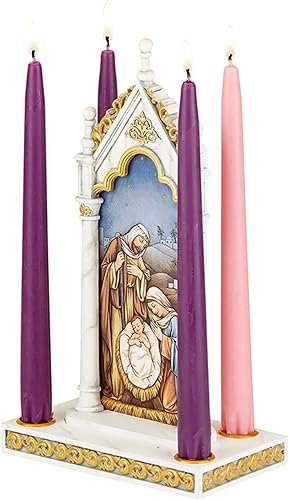 Miniatura 3 de Needzo - Portavelas de Adviento Bethlehem Holy Family, decoración de centro de mesa de Navidad, 6.5 x 11.5 pulgadas
