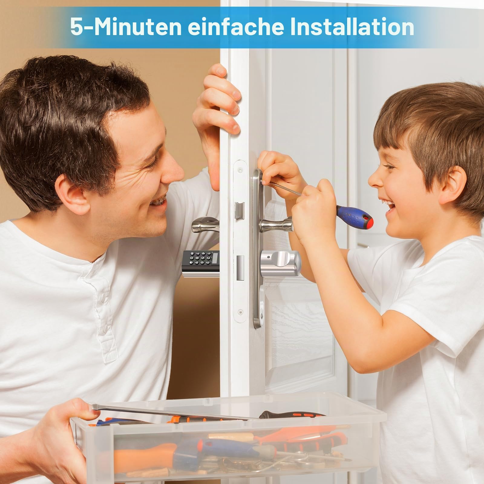 WELOCK PCB72 Elektronisches Türschloss Haustür Smart Lock 65/30mm mit Passwort,Entsperrt per Zahlencode RFID-Karte APP Wi-Fi Mechanischer Ersatzschlüssel,für 95-130mm EU-Profiltür