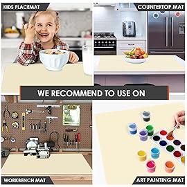 Extra Large Silicone Mats for Countertop - Counter Table Protector Placemats for Baking Crafts, Kids Dinner Placemat Nonstick Nonskid Heat-Resistant Kitchen Pad, 23.6\'\' x 15.7\'\', Beige