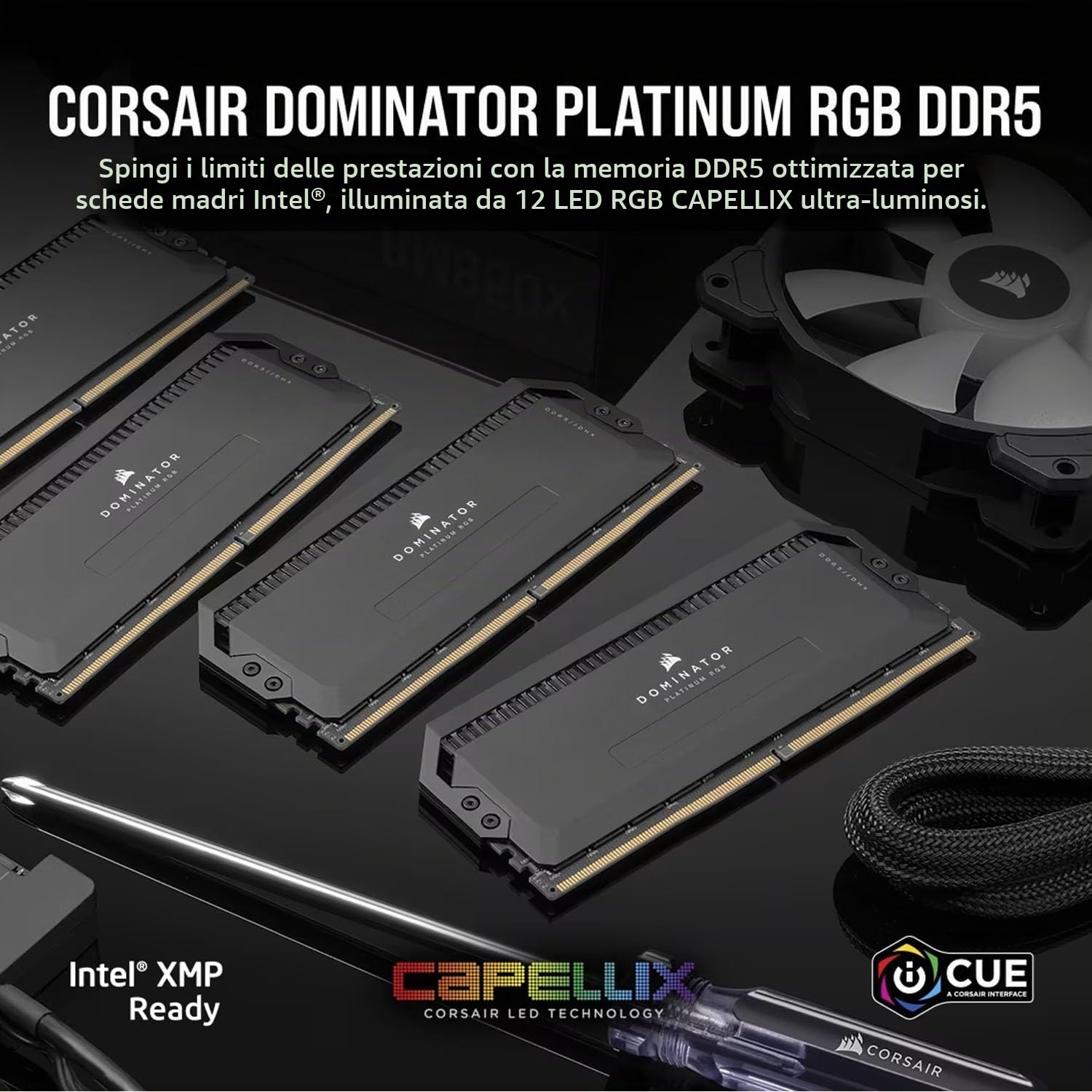 CORSAIR DOMINATOR PLATINUM RGB DDR5 RAM 32GB (2x16GB) Fino a 6000MHz CL36 Intel XMP Compatibile iCUE Memoria per Computer - Nero (CMT32GX5M2E6000C36)