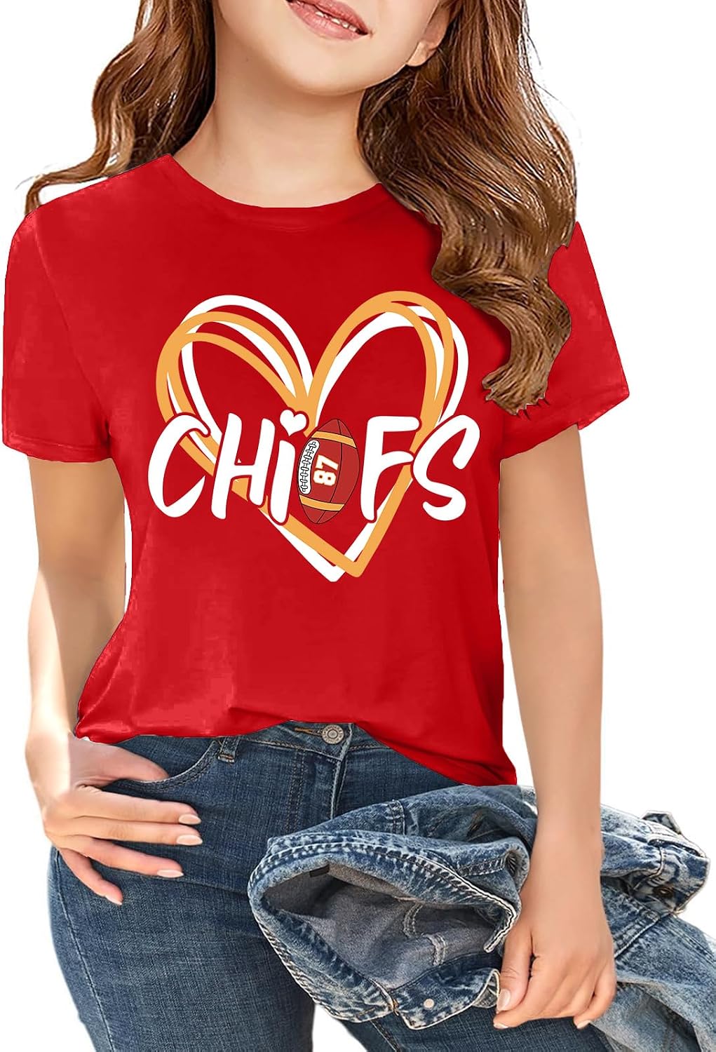 QAUN Football Shirts for Kids Boys Girls Game Day Tshirts Fans Gift Tops Football Team Tees 5-13y