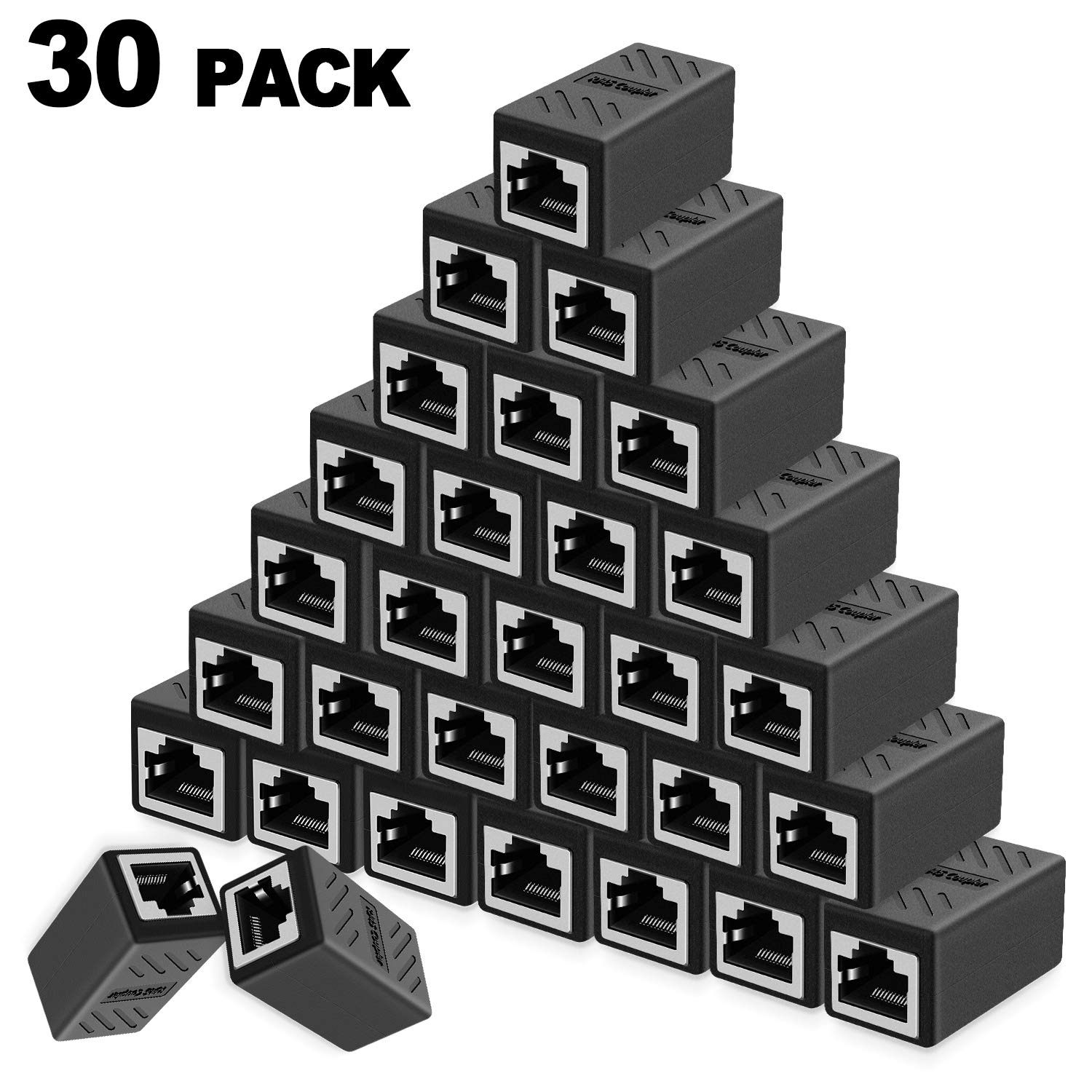 Coupleur RJ45, connecteurs Ethernet, coupleurs en ligne cachés pour câble Ethernet Cat7/Cat6/Cat5e/Cat5 - femelle vers femelle (lot de 30)