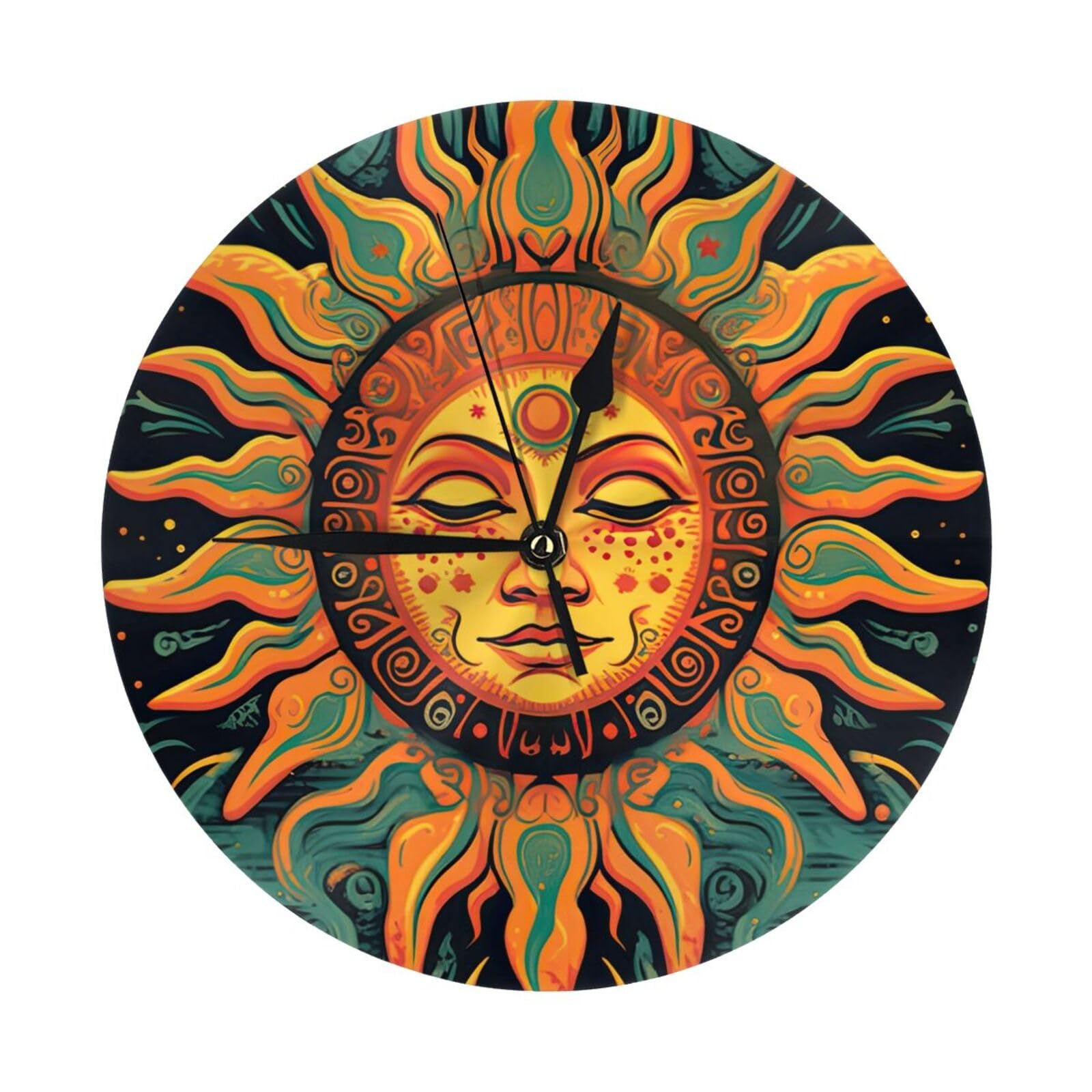 Horloge murale ronde mexicaine décorative 25cm vintage sans bruit pour chambre