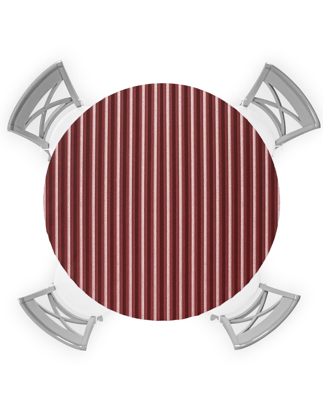 Abstract Red Round Waterproof Table Cover Fitted Tablecloth, Wipeable Fabric Elastic Table Cloth Oil-Proof Tablecover for Indoor Outdoor Picnic Party, Contemporary Minimalist Gradual Lines 55