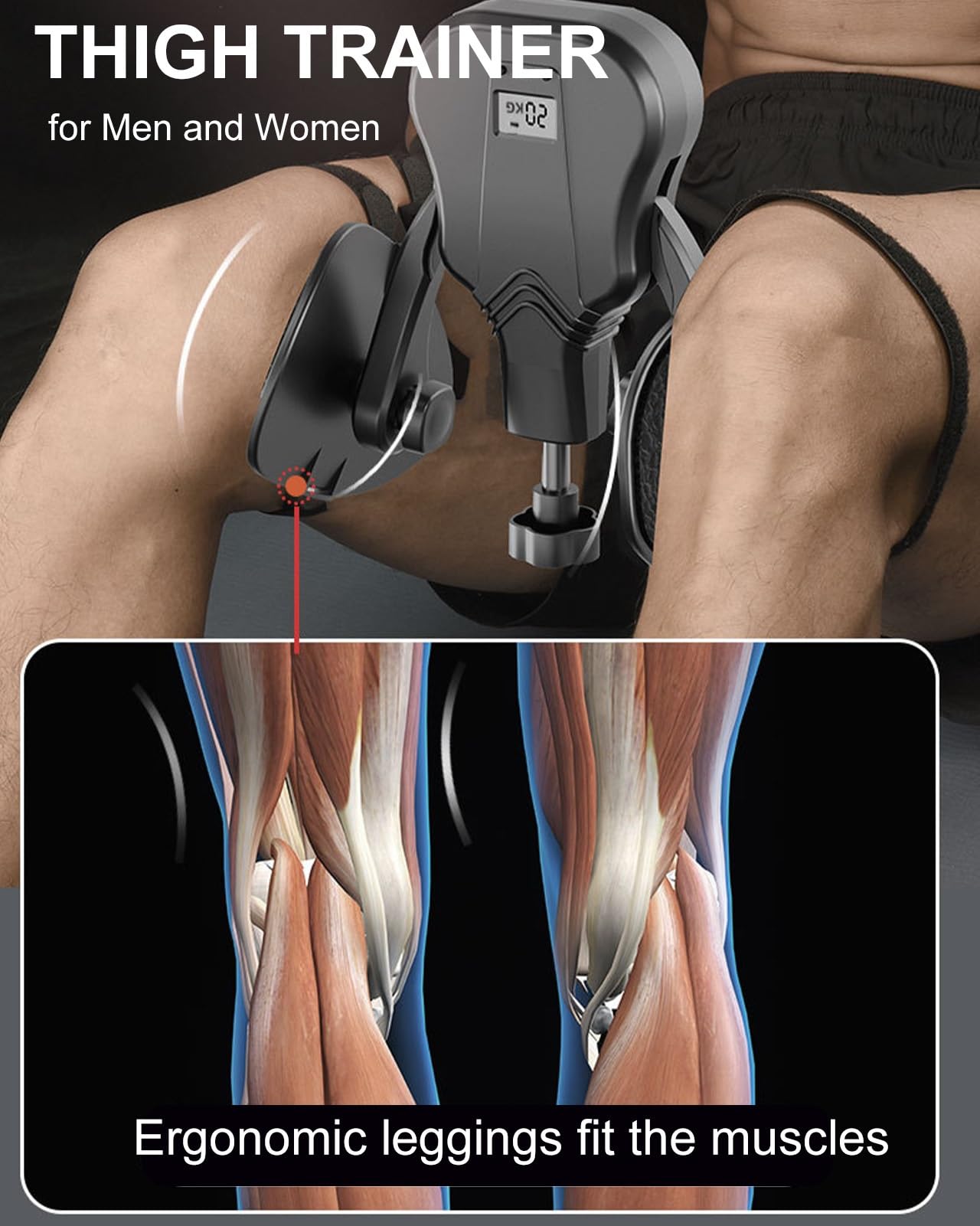 Upgraded Trainer per Cosce 20KG-60KG Resistenza Regolabile Kegel Allenatore per i Muscoli del Pavimento Pelvico Allenamento dei Muscoli del PC Maschile