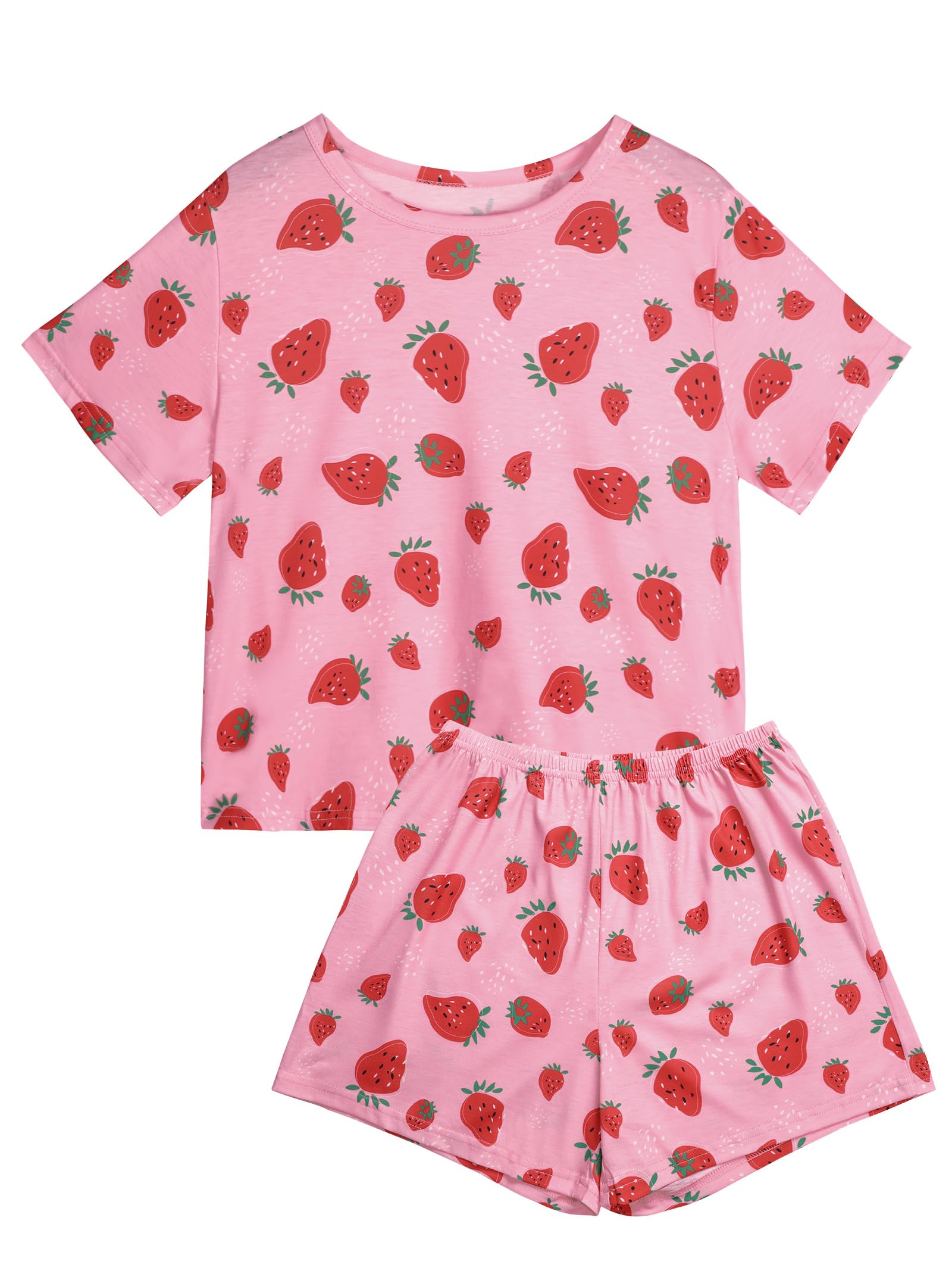 Hilinker Womens Cute Graphic 2 Piece Pajamas Short Sleeve Top with Shorts Comfy Loung Set