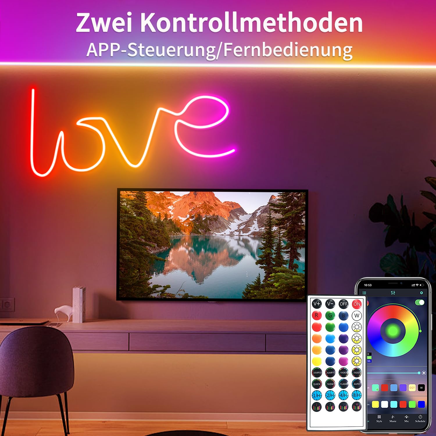 segrass Neon Led strip 30m(2 Rolls of 15M) mit Fernbedienung APP Steuerung | IP65 wasserdichte flexible Neon Rgb LED Streifen 24V LED Neon band strip anwendbar auf Schlafzimmer Raum und Außendekoration