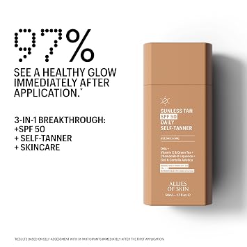 Allies of Skin Daily SPF 50 Daily Self Tanner for Face, 1.7 Fl Oz