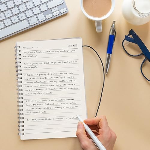 Miniatura 6 de Paquete de 2 cuadernos en espiral A5, cuaderno rayado en espiral con corbata, 8.2 x 5.7 pulgadas, 80 hojas160 páginas de papel grueso, cuaderno