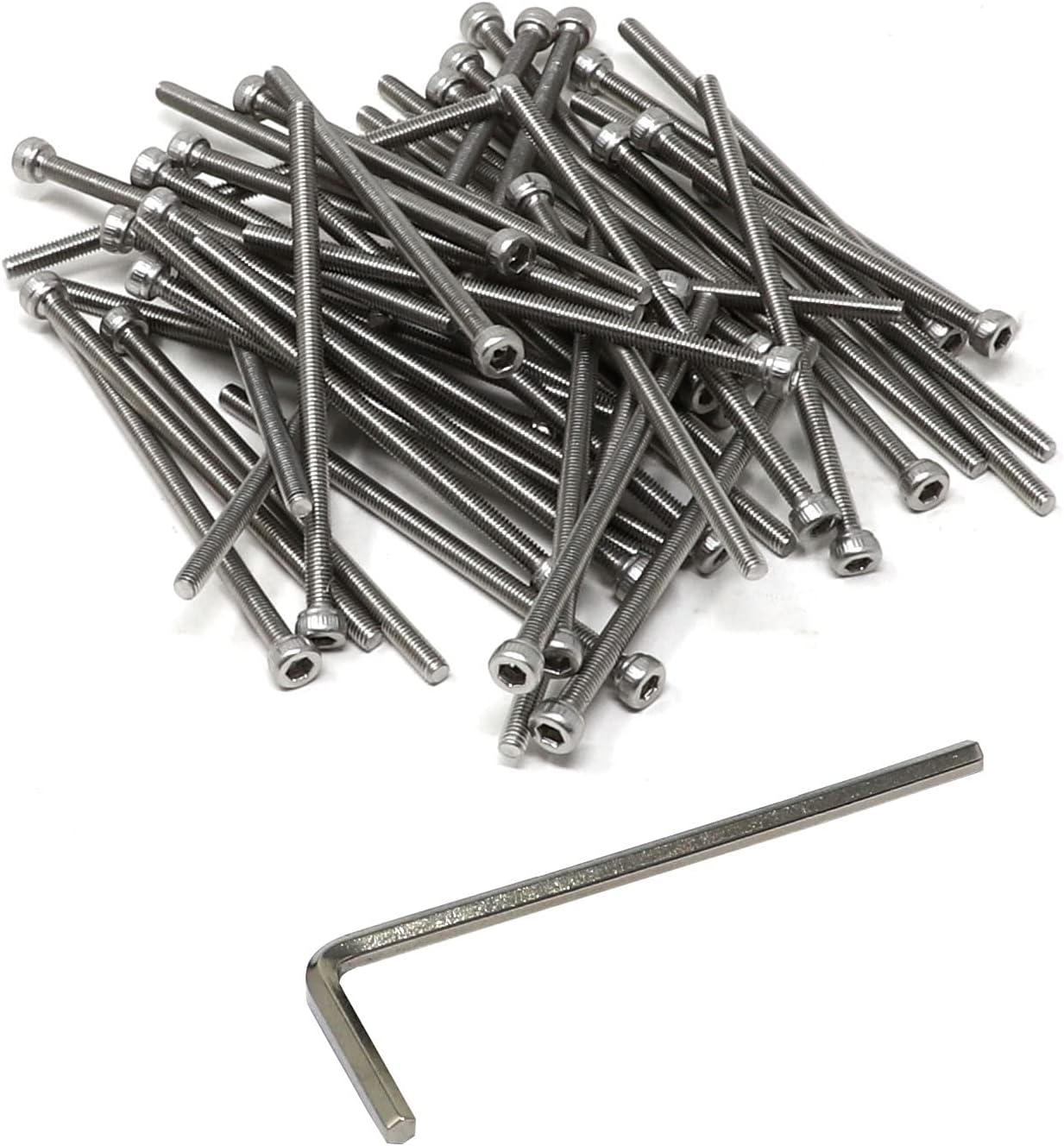 iexcell 50 Pcs M3 x 60mm Thread Pitch 0.5 mm Stainless Steel 304 Hex Socket Head Cap Screws Bolts Kit