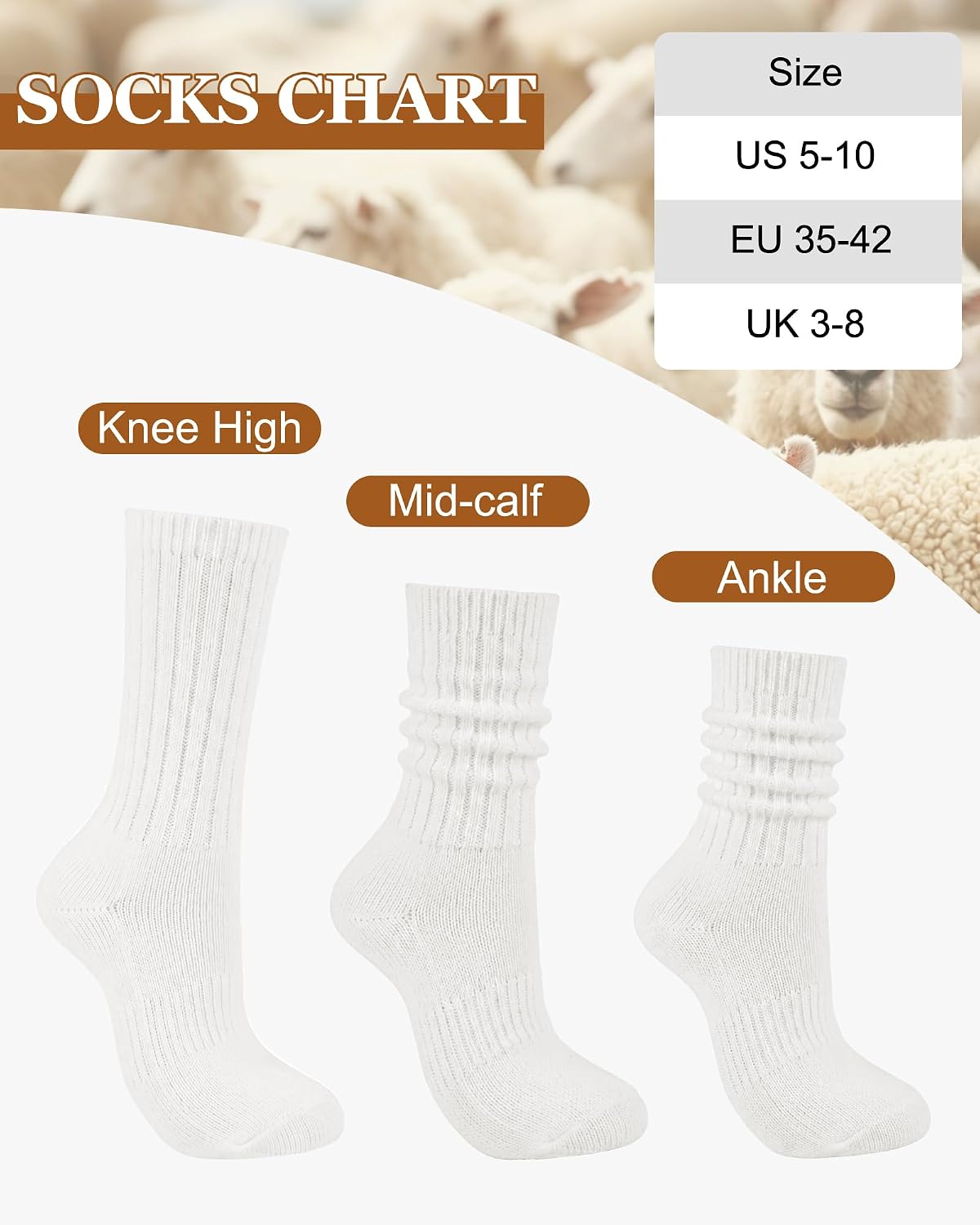 Slouchy Socks for Women, Winter Scrunch Merino Wool Socks image 3