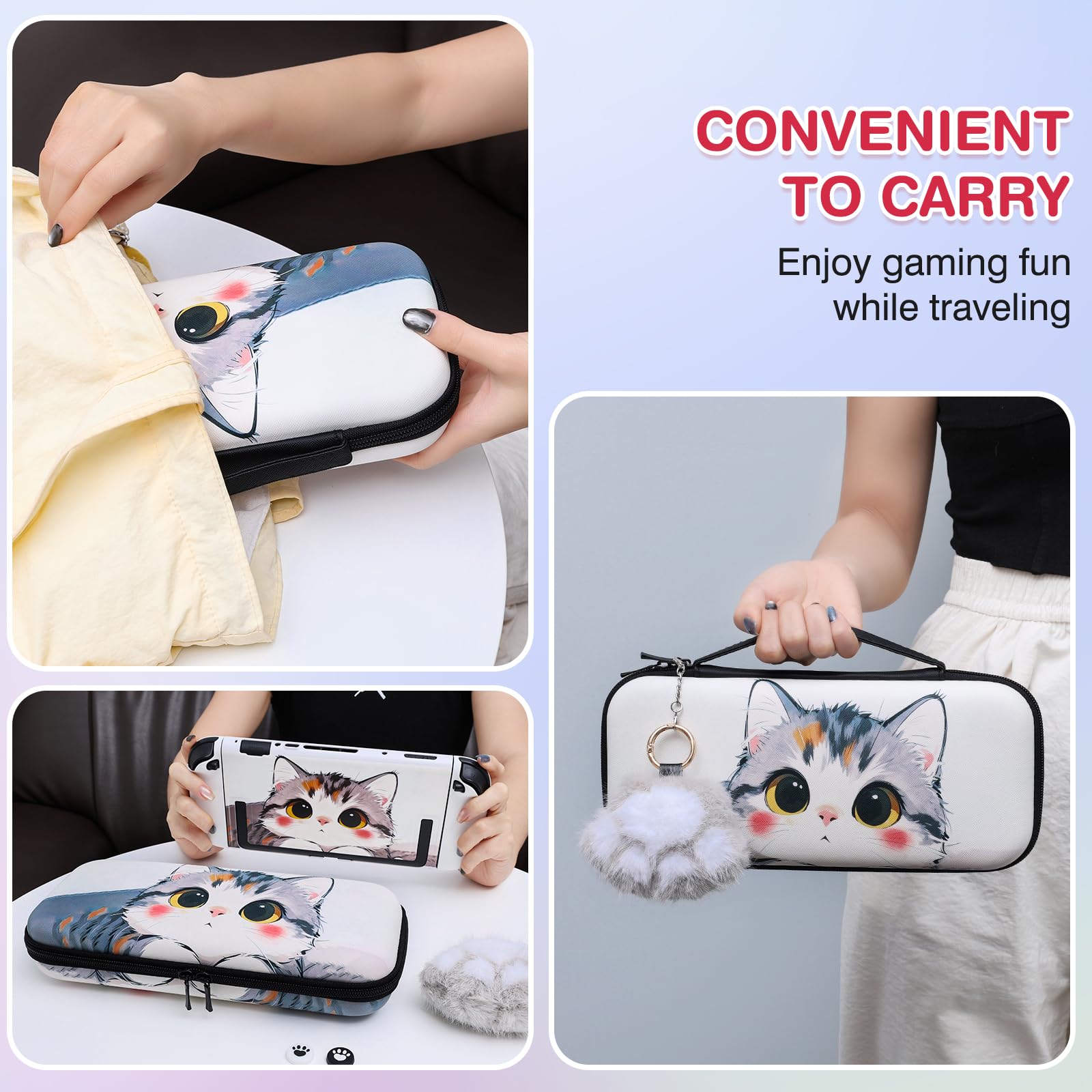 DLseego Étui de Transport pour Switch 2,Portable Chat Sac de Transport,Blanc