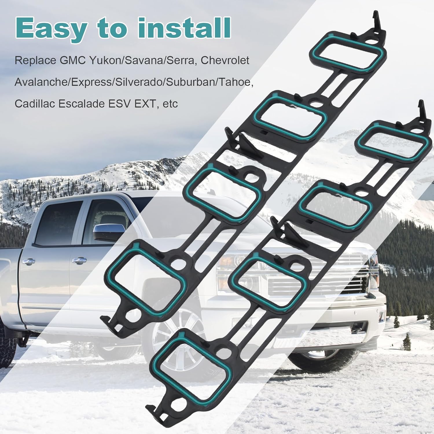 Saihisday intake manifold gaskets shown with a compatible truck
