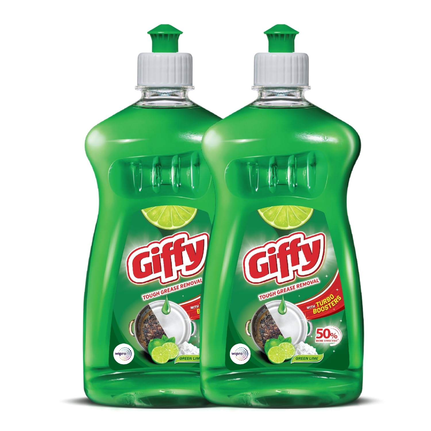 Giffy Concentrated Liquid Dish Wash Gel with Turbo Boosters P02 (Green Lime, 475 ml)