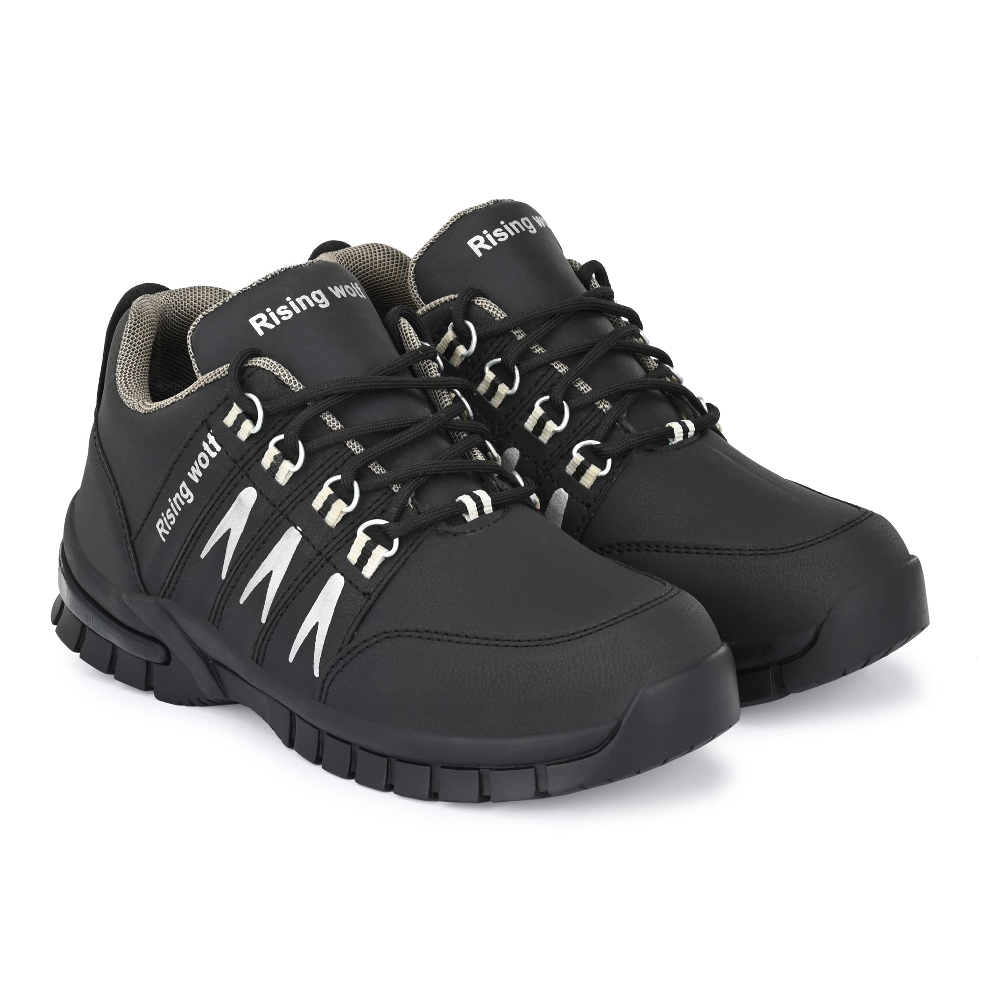 Rising Wolf Mens Synthetic Leather Casual Light Weight Trekking & Hiking Shoes for Men (Black, numeric_8) (B09RK3M493) Amazon Price History, Amazon Price Tracker