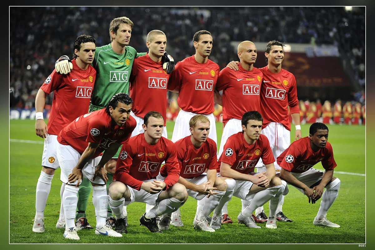 HSA Cristiano Ronaldo Rooney Manchester United Old Trafford Manchester  United FC Poster Matte Finish Paper Print 12 x18 Inch (Multicolor) F-1669