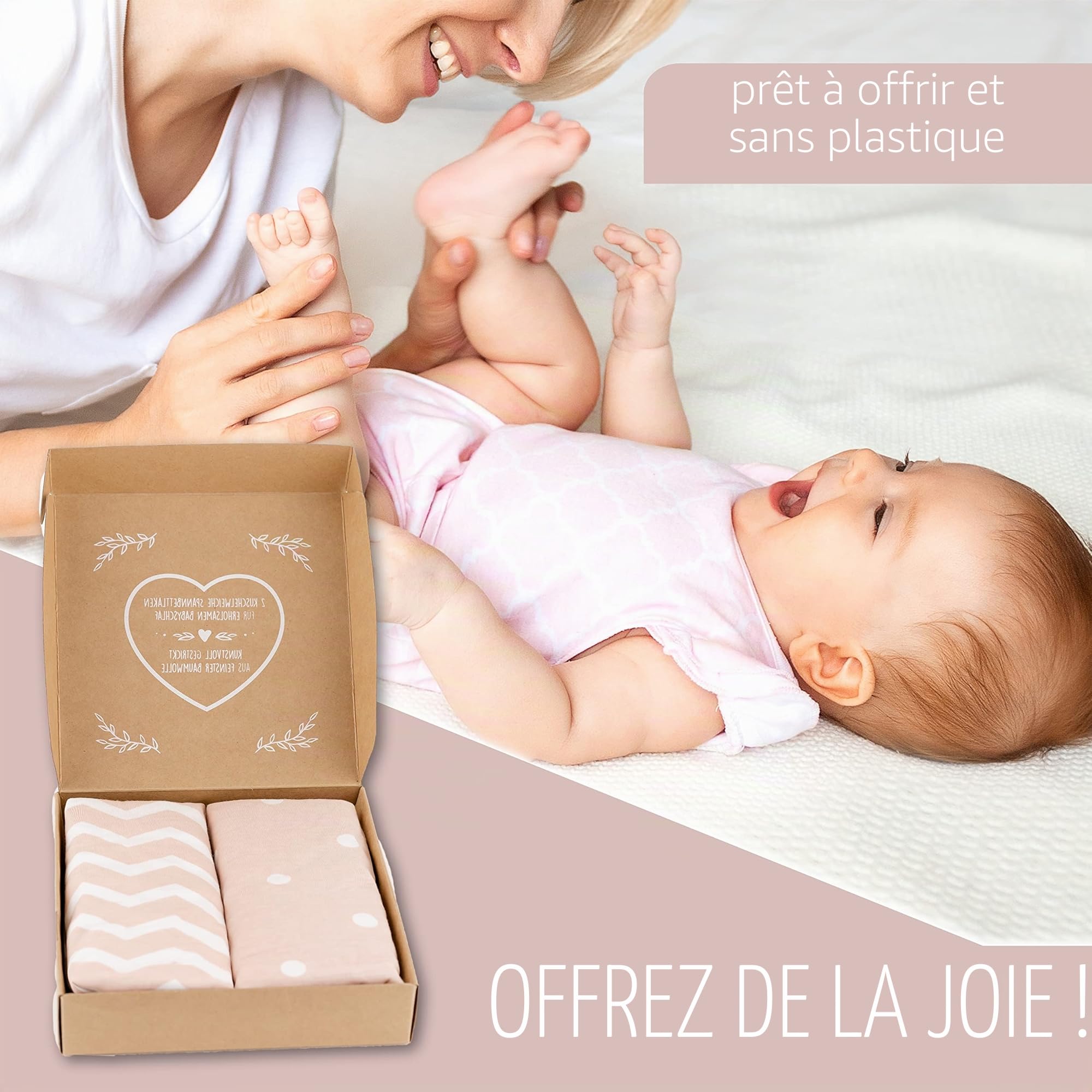mimaDu – Lot de 2 Drap Housse pour bébés en 100% Coton Oeko-Tex 80 x 40 cm, également adapté pour 78 x 36 et 80 x 35 pour poussettes, Lits bébé, Matelas bébé, Berceau, Couffins (Vieux Rose)