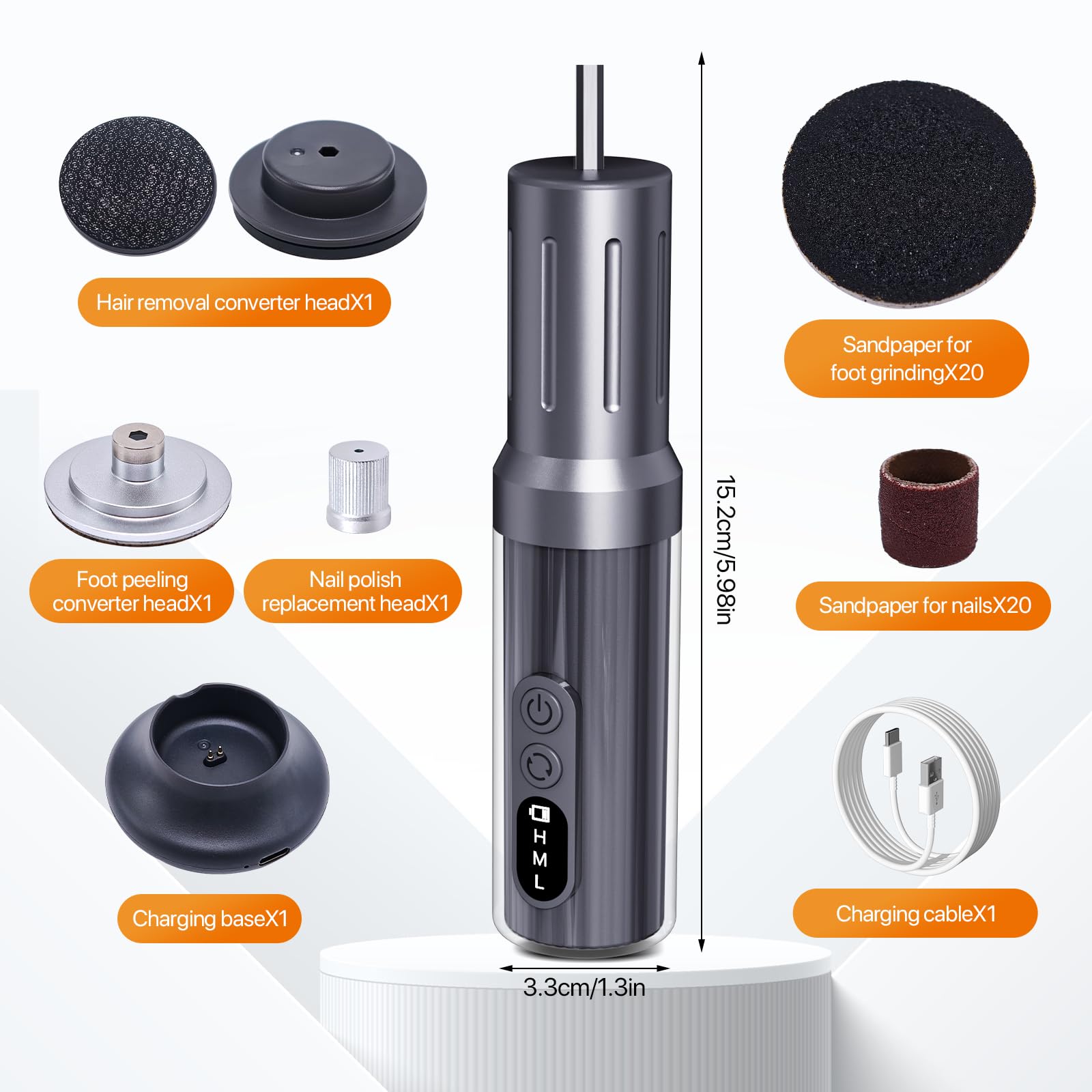 RoserRose Eliminador de callos eléctrico 3 en 1 2025 con indicador LED, eliminador de callos con 6 dispositivos para el cuidado de los pies, 3 cabezales intercambiables, juego profesional ideal para
