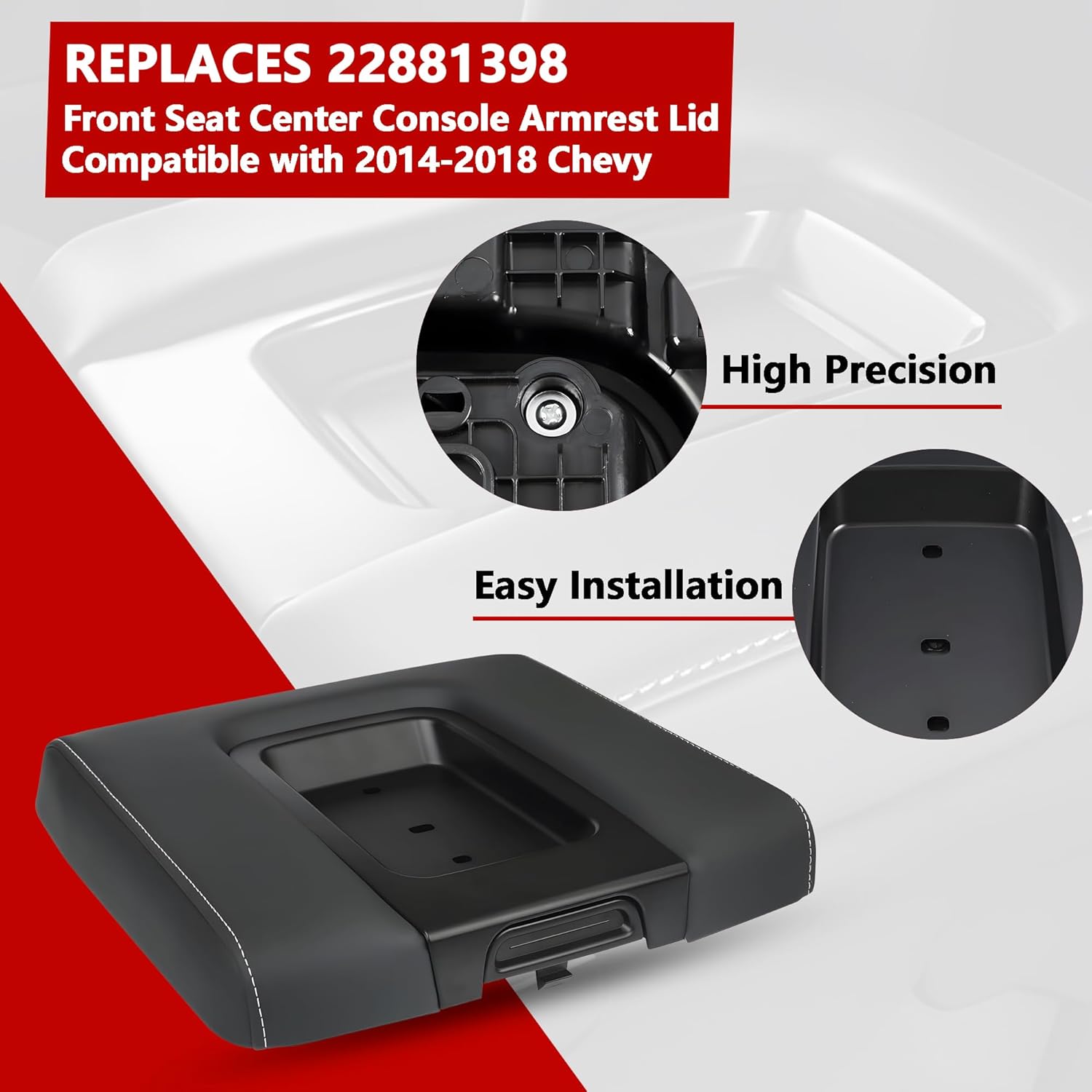 22881398 Front Seat Armrest Lid Compatible with 2014-2019 Chevrolet Silverado Suburban Tahoe GMC Sierra Yukon XL for Cadillac Escalade ESV