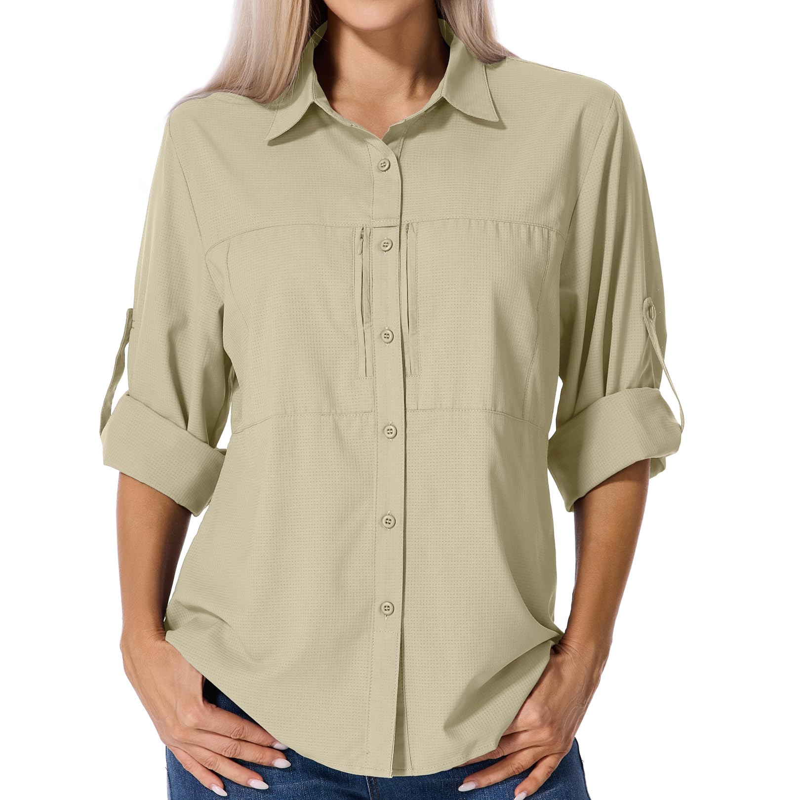 Asfixiado Shirts Damen UV Shirt UPF 50+ Safari Kleidung Wanderbluse Damen Hemdbluse Outdoor Atmungsaktiv Quick Dry Sonnenschutz Langarmshirt Bluse
