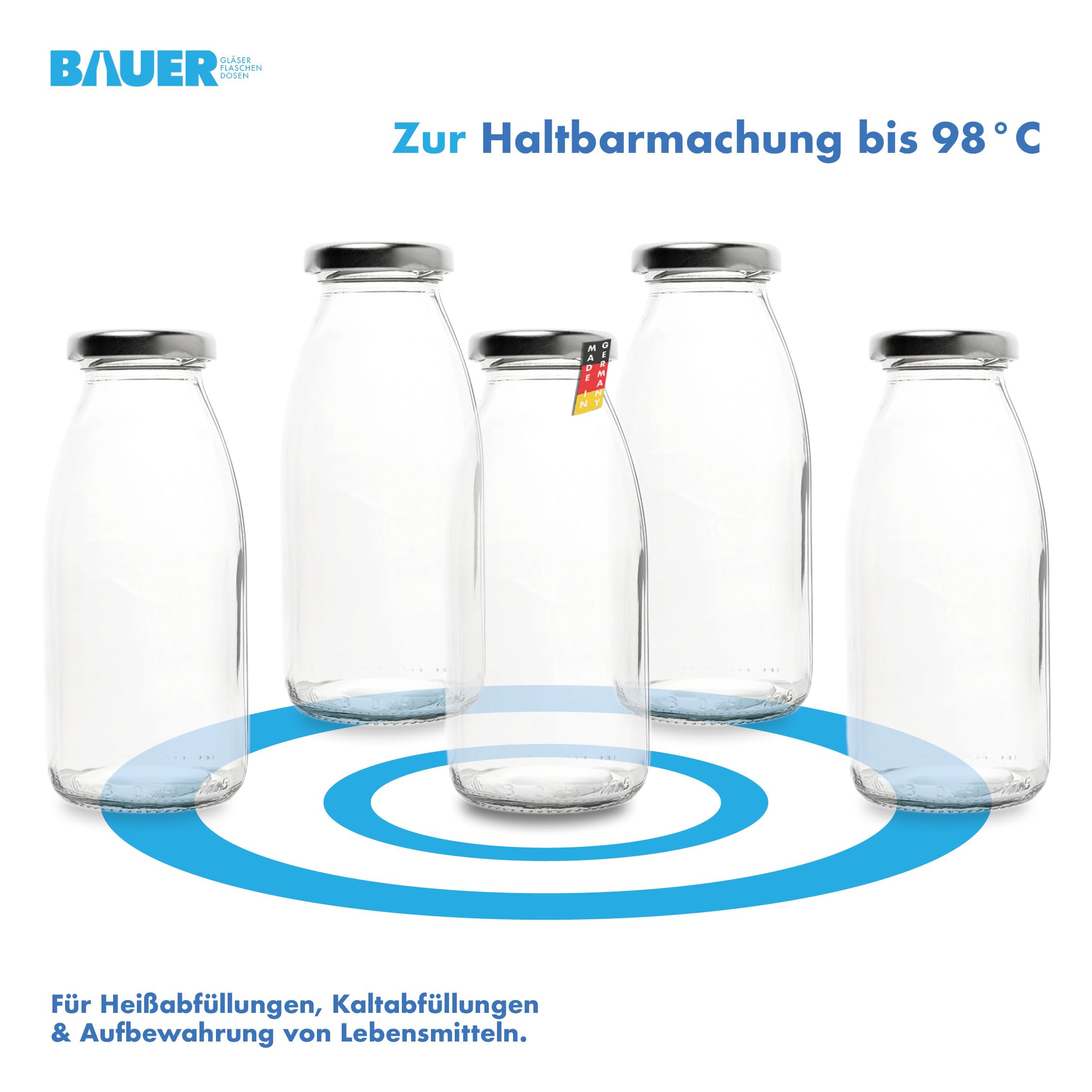 Amajoy 24 x 250 ml lege glazen flessen Gradi likeurflessen met
