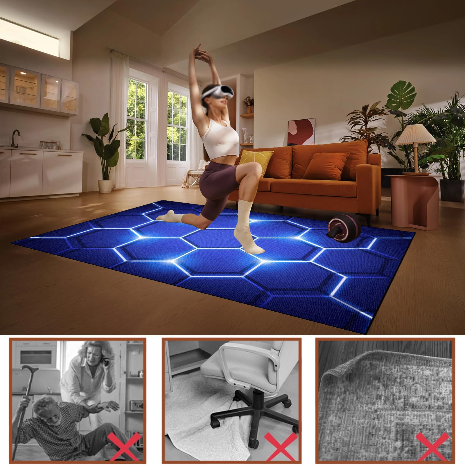 Gaming Dywan Krzesło 200 x 230 cm Mata na krzesło komputerowe, mata na krzesło biurowe, mata do gier podłoga, mata na krzesło inwalidzkie, mata wielofunkcyjna mata ochronna
