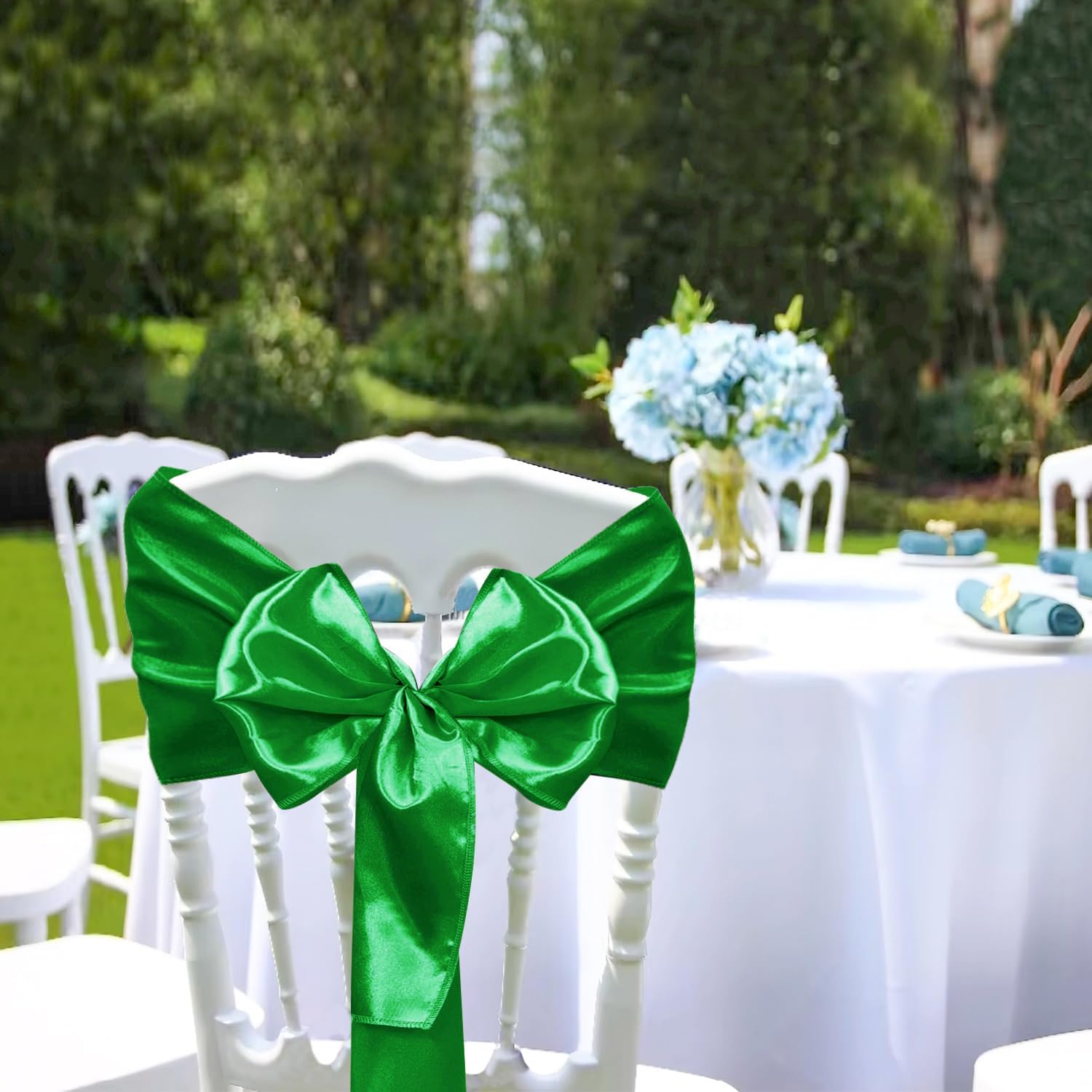 10 Pack Satin Table Runner 12 x 108 Inch Long Emerald Smooth Silk Fabric Table Runner for Birthday Parties Wedding Banquets Decorations.