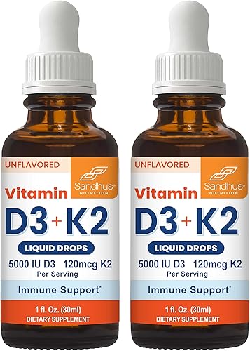 Miniatura 18 de Sandhu's Vitamina D3 K2 Magnesio 5000 UI, cápsulas de 120 mcg de K2, 60 unidades (Paquete de 1) | con VIT B6, Zinc y Quercetina | D3K2 apoya una