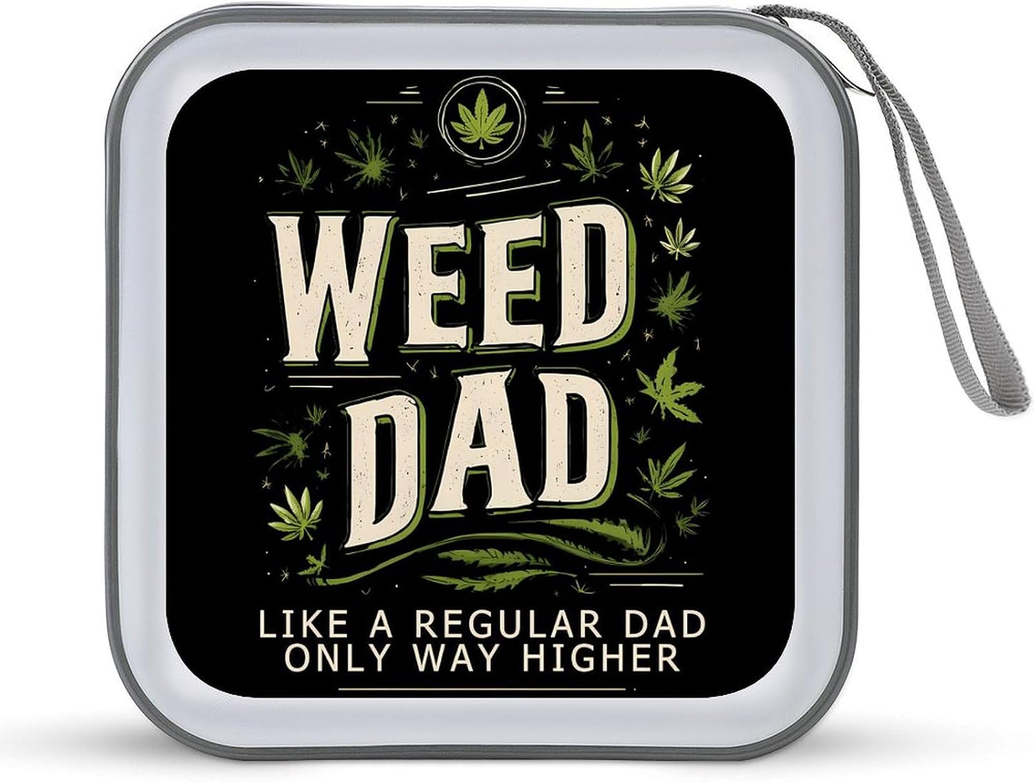 Funny Weed Dad CD Case DVD Storage Holder Binder 40 Capacity | protective,hard case,protable loop,travel car use,zippered closure