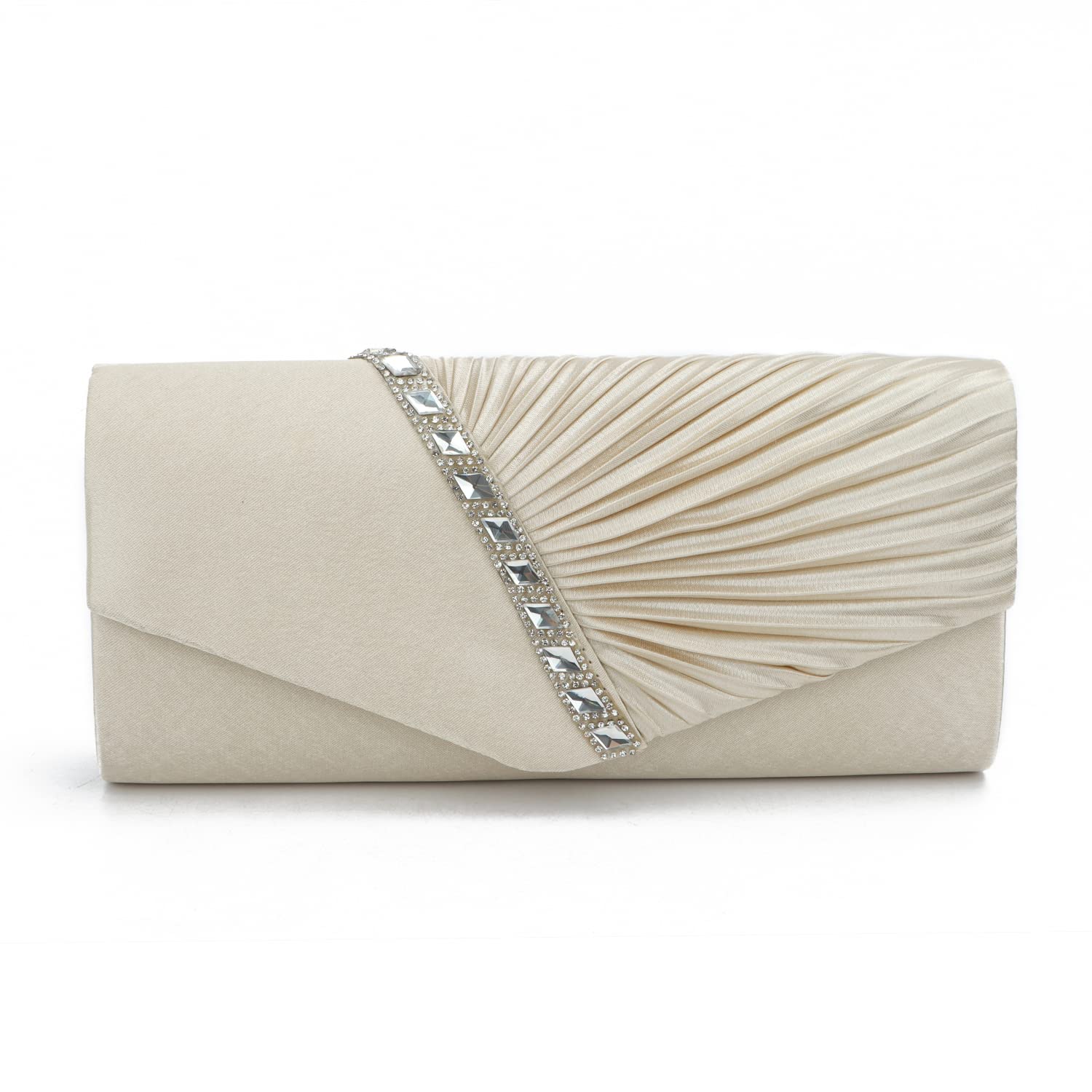 EVEOUT Carteras de mano y clutches Bolso para Mujer Satín con cristal Bolsa de hombro monedero nupcial para la boda Fiesta Paseo