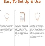 Amazon Basics Smart A19 LED Light Bulb, Dimmable Soft White (2700K), 9W (60W Equivalent), 800LM, Works with Alexa Only, 2.4 GHz Wi-Fi, No Hub Required, 4 Pack