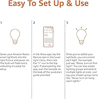 Vista 5 de Yaxa Basics Bombilla LED inteligente A19, regulable blanco suave (2700 K), 9 W (equivalente a 60 W), 800 LM, funciona solo con Alexa, Wi-Fi de 2.4