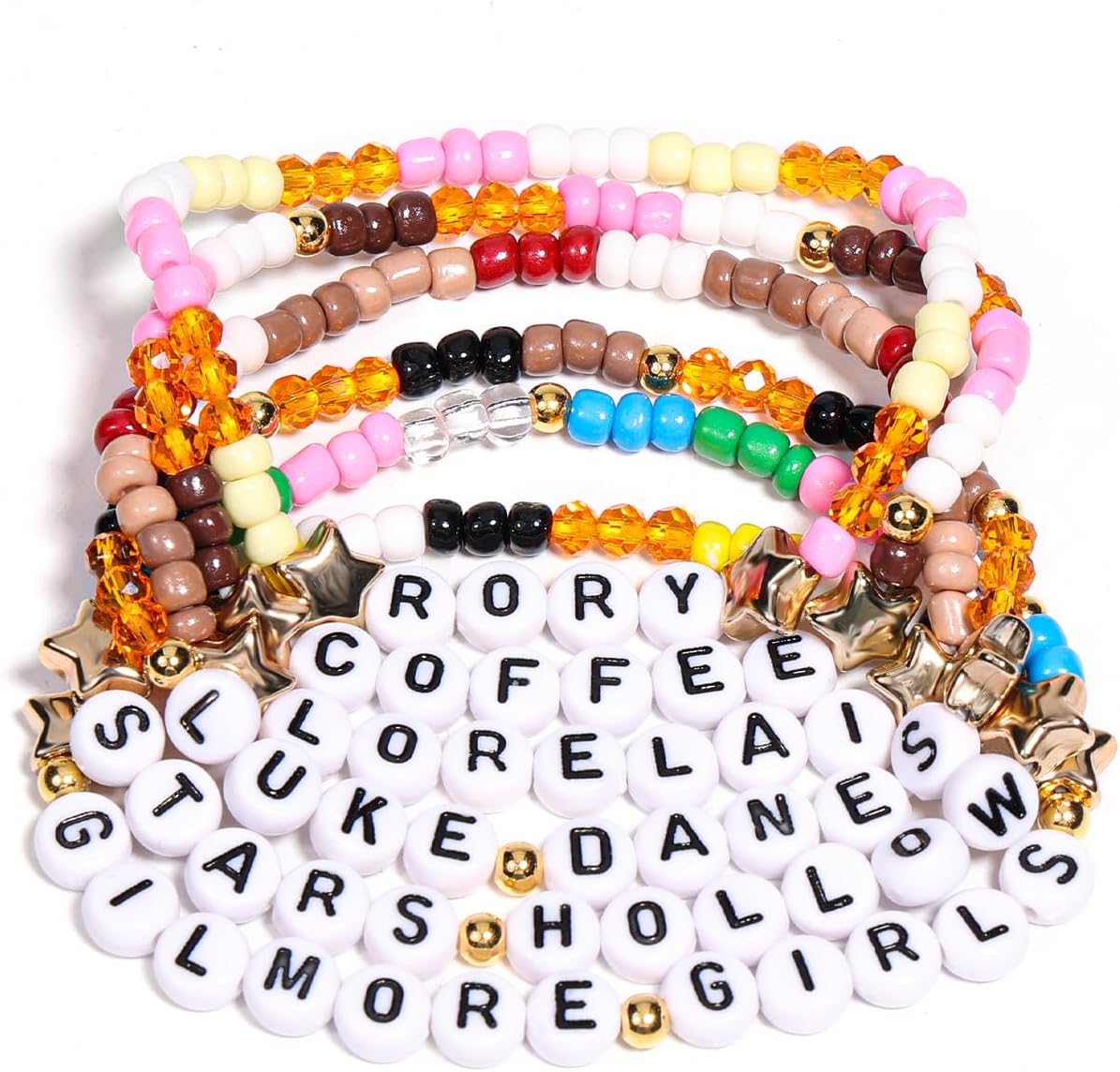 AICase for Gilmore Merchandise Girls Inspired Bracelets Outfit 6 PCS Stackable Stretch Friendship Beaded Bracelets Gilmore Girls Merch Accessories Jewelry Gifts for Fans Birthday Christmas_3155