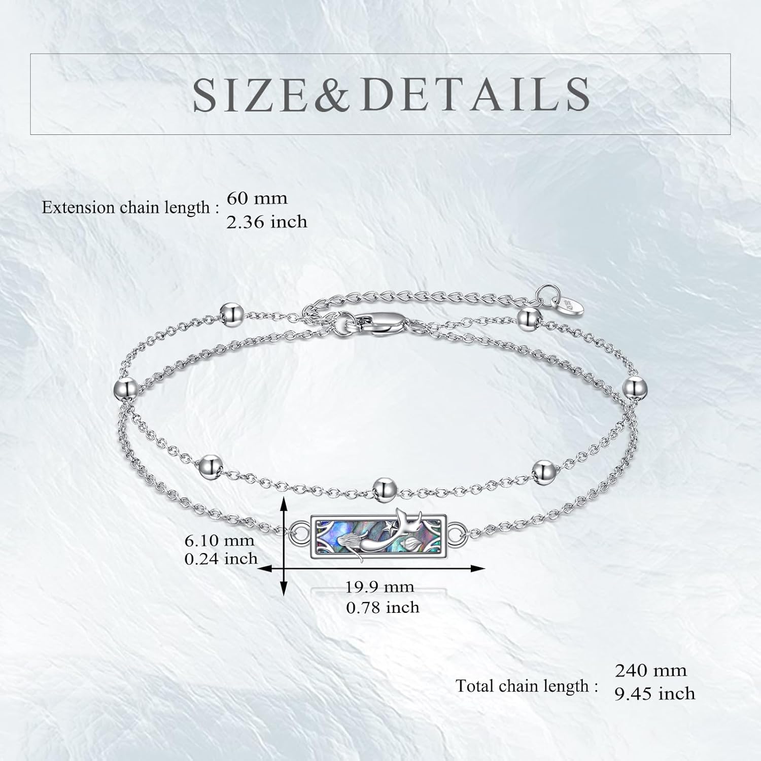 VONALA Mermaid Bracelet 925 Sterling Silver Abalone Shell Ocean Jewelry Gifts for Women Mother Friends - Image 5