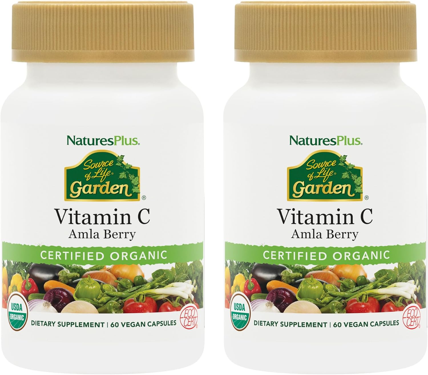 Natures Plus Source of Life Garden Vitamin C – 60 Vegan Capsules, Pack of 2 – Immune System Support – Certified Organic, Non-GMO, Gluten Free – 60 Total Servings Natures Plus Source of Life Garden Vitamin C – 60 Vegan Capsules, Pack of 2 – Immune System Support – Certified Organic, Non-GMO, Gluten Free – 60 Total Servings
