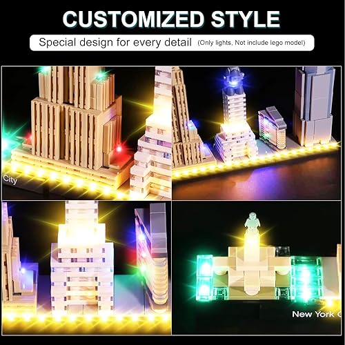 Miniatura 2 de Kit de luz LED para el modelo de bloques de construcción de la ciudad de Nueva York, juego de luces compatible con Lego 21028 - Ilumina tu modelo de