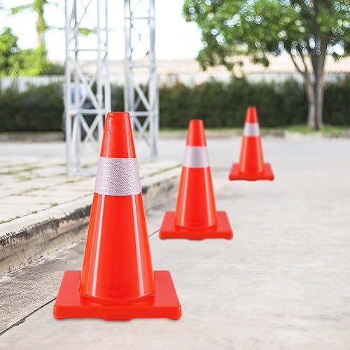 Miniatura 6 de Conos de seguridad de tráfico de 18 pulgadas, paquete de 6 conos de estacionamiento naranja con collares reflectantes, cono de construcción de PVC