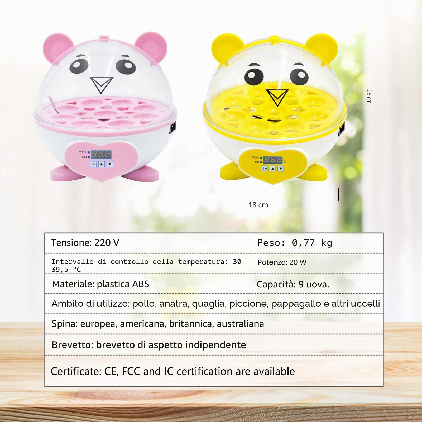 Mini incubatrice per uova da 9 uova, incubatrice per incubatrice con controllo automatico della temperatura, attrezzatura da cova domestica per polli/anatre/quaglie/pollame/pappagalli…