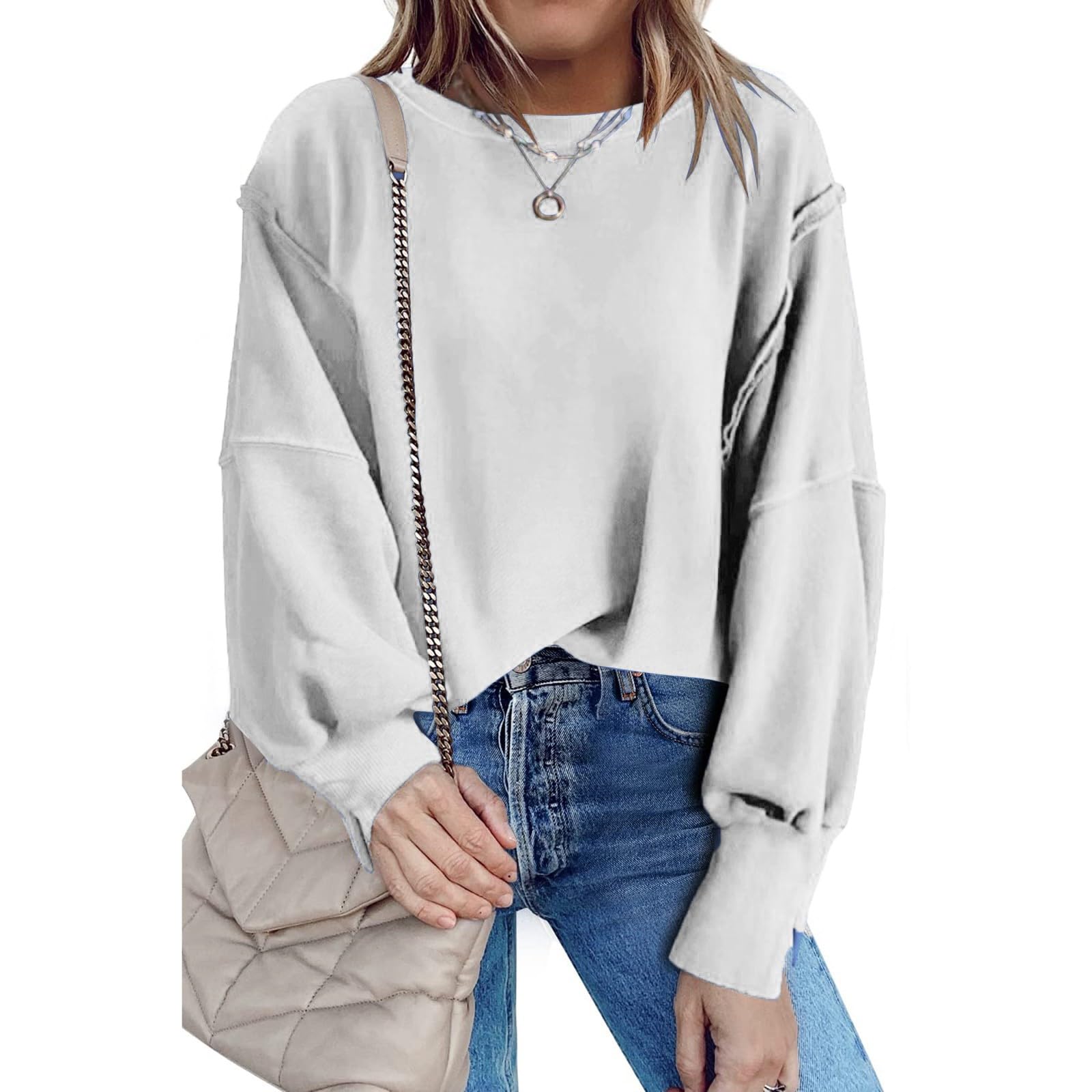 Sudadera de mujer sin capucha para trabajo de oficina y mujer, blusa suelta