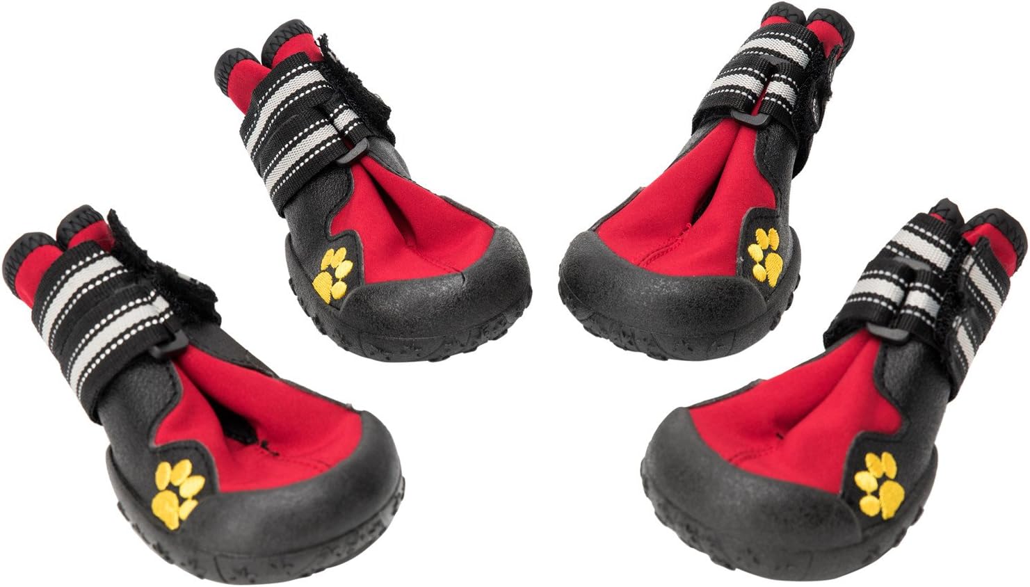 BINGPET Waterproof Dog Boots Rubber Non Slip Red Dogs Walking Shoes Paw Protectors Size 5
