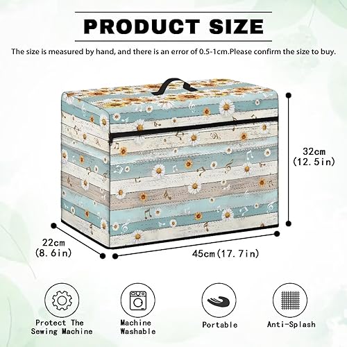 Miniatura 120 de Funda para máquina de coser de mariposas y flores con prácticos bolsillos, funda protectora con asa, para la mayoría de máquinas de coser estándar