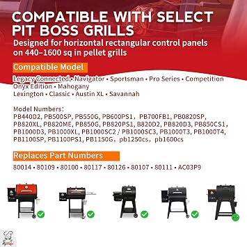 WiFi PID 長方形ペレットグリルコントローラー Pit Boss 440-1600、Navigator、スポーツマン、NASCAR、マホガニー、Competitiion、Proシリーズ用 – アプリ対応サーモスタットコントロールパネル、ホットロッド1個付き