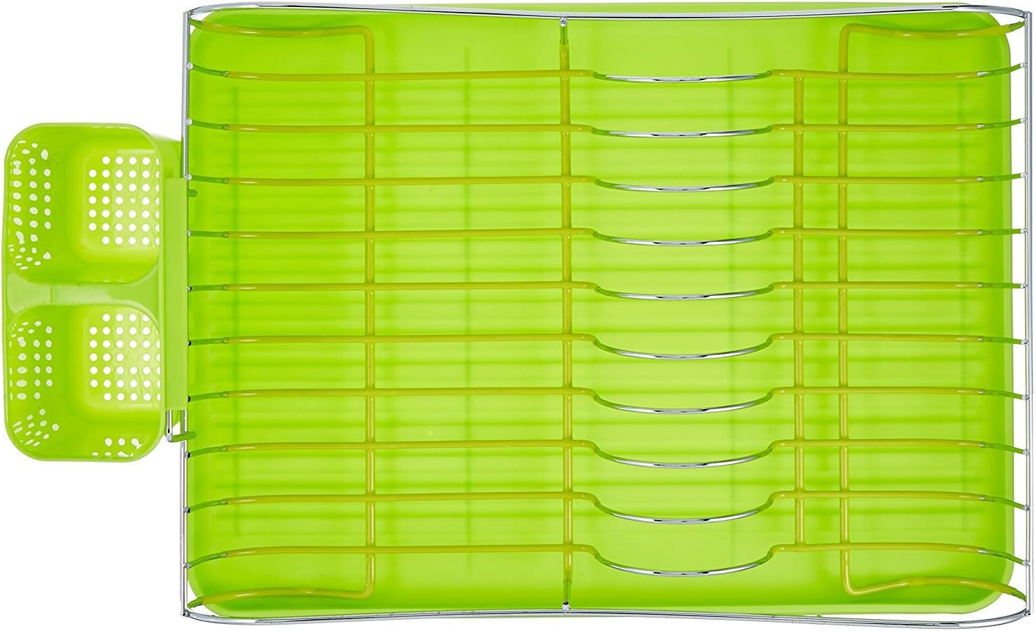 UNIWARE "Green Chrome Dish Rack with Plastic Tray 16 X 11 X 4.5 Inches [18009-gr]